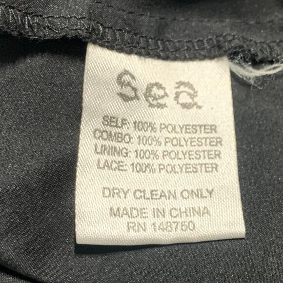 Sea New York 2 Womens Black Mosaic Lace Dress Knee Length Floral Crochet - Picture 8 of 8